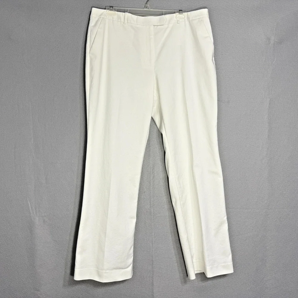 Tommy Hilfiger Ivy Straight Leg Pants‎ Womens Size 16 White Cotton Preppy Career